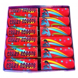 Петарды фитильные - ТМ ВОЛК - CRAZY ROBOTS - B007 - размер 70*20-24 мм., красное свечение, громкий .. ПЕТАРДЫ ФИТИЛЬНЫЕ CRAZY ROBOTS (12 шт)