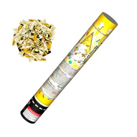 Длина: 30 см<br>Наполнение: прямоугольники золото и серебро<br><br>Пневмохлопушка 30 см. КОНФЕТТИ: наполнение - прямоугольники - 100% двухсторонняя фольга, 10х20 мм, .. Пневмохлопушка 30 см, прямоугольники золото и серебро